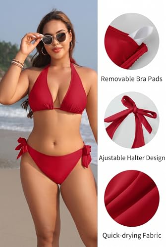 Image of Tempt Me Women Plus Size Sexy Bikini Set Two Piece Tie Side Swimsuit