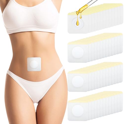 45Pcs Castor Oil Patches in Belly Button for Liver Detox, Highly Absorbent Self-Adhesive Castor Wrap Organic Cotton, No Wash, Easy to Use, Anti-Seepage(Oil Not Included)