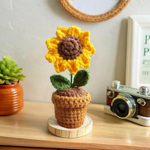 Image of Teacher Gifts - Thank You for Helping Me Grow - Crochet Sunflower Gifts - Lovely Teacher Appreciation Gifts - Best Teacher Gift for Nursery Teacher, Teaching Assistant (Sunflower)