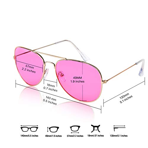 SunnyPro Aviator Sunglasses Colored Tinted Lens Glasses Metal UV400 Protection4