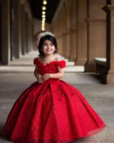Topsta Tulle Lace Flower Girl Dresses for Wedding Off Shoulder First Communion Dress for Girls Kids Pageant Dresses4