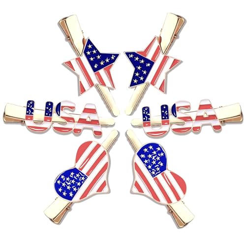 4th of July Patriotic Hairpins for Women 3 Pairs American
