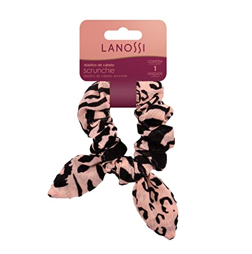 Scrunchie Animal Rosé, Cores Rosa e Preto , Lanossi Beauty & Care.