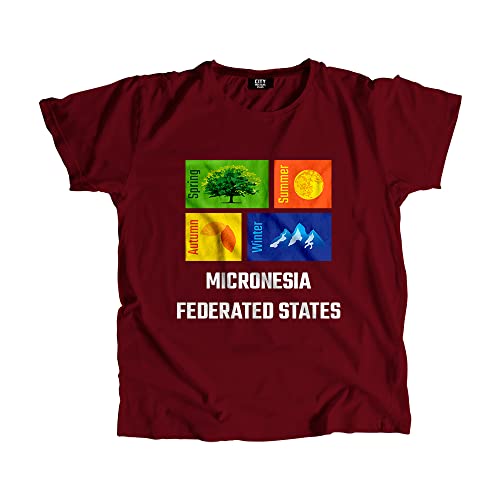 T-shirt Micronésie maroon pour homme et femme idéal pour vos voyages d'été