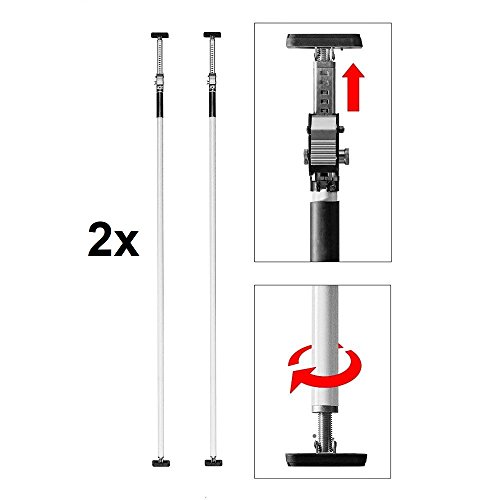 Preisvergleich Produktbild ALLEGRA AB290 Deckenstütze Profi Teleskopstange Einhandstütze bis 60kg Baustütze Höhe 290cm Teleskopstütze Montagestütze (2x Weiß)