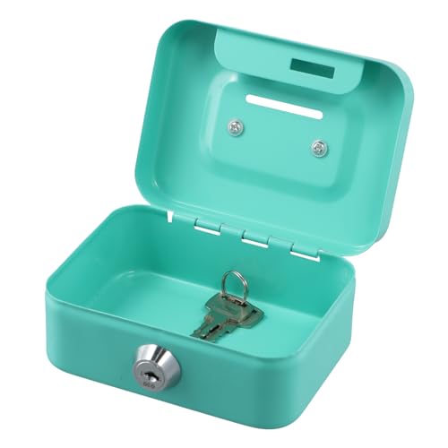Rapidbok Caisse à Monnaie Petite, Caisse En Métal Verrouillable, Mini Boîte De Sécurité, Petite Tirelire Portable Avec 2 Clés, pour Enfants Adultes Collection De Pièces