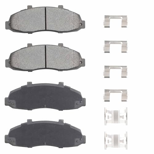 ILONPA Front Semi-metallic Disc Brake Pads Set for Ford F150 1997-2003 4.2L 4.6L 5.4L, 2004 5.4L FX4, F150 Heritage 2004, Blackwood 2002, 4PCS(With Hardware)