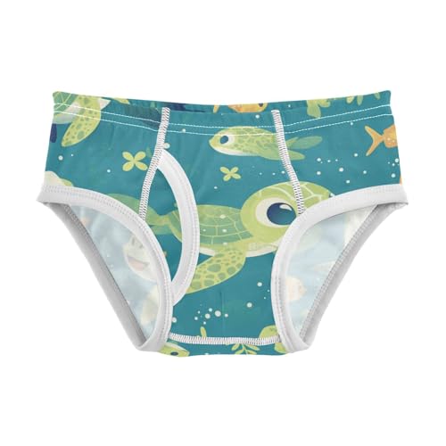 KLL Sea Turtle Marine Life Green Baby Boys Soft Boxer Briefs Cute Children Undies