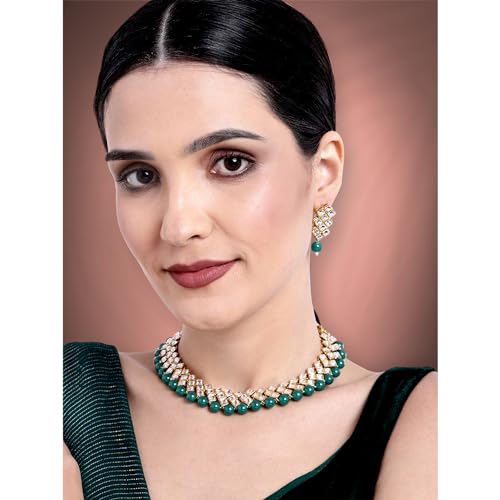 Image of Peora Kundan Faux Pearl Necklace & Jewelry Set Gift for Women