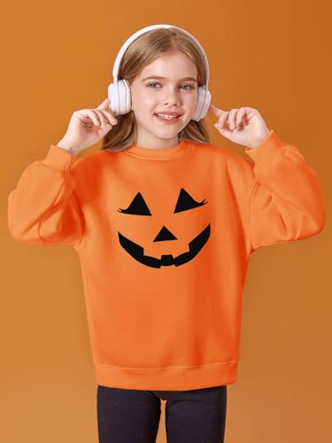 Image of Haloumoning Girls Oversized Crewneck Sweatshirts Kids Fleece Pullover Tops