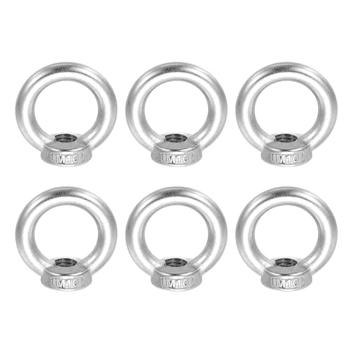 QUARKZMAN Tuerca Ojo De Elevación M10, Tuerca De Forma Anular Con Rosca Interior En Acero Inoxidable 304 Para Fijación En Puertos Marítimos Y Obras De Ingeniería Plateado, Paquete De 6