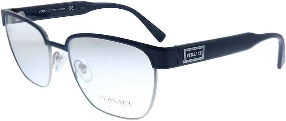 Versace VE 1264 1462 Matte Blue Gunmetal Metal Semi-Rimless Eyeglasses 54mm