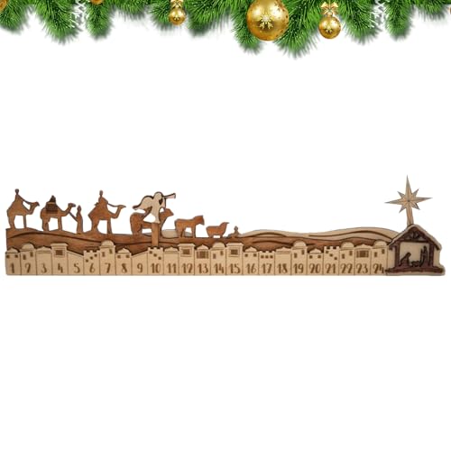 子供用カウントダウンカレンダー,子供用 クリスマス アドベントカレンダー | 木製玩具 細工の細かい 工芸装飾 クリスマス 本棚 デスク 窗辺 マントル用,女の子 男の子 子供