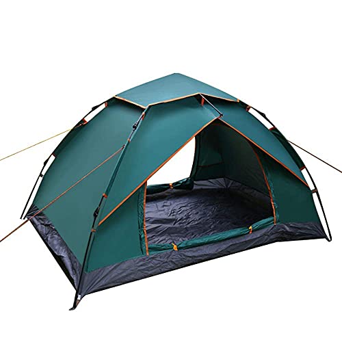 Instant Camping Tents, 2-3 Person Hiking Tent, Automatic Double Layer Waterproof Hydraulic Tent with 2 Doors Ventilated Mesh Window, 3 Seasons Easy Setup Pop Up Demo Tent for Outdoor Activities