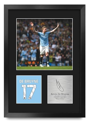 Kevin De Bruyne Manchester City regalos impresos imagen de autógrafo firmado retrato enmarcado A3