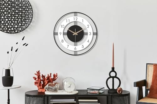 Image of Wall Clock Stylish Metal Analog Wall Clock for Living Room, Bedroom, Office, Kitchen, Home and Hall | Antique Fancy Big Size Modern Wall Watch (Black(ST-29), 50 CM)
