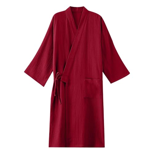 Albornoz de algodón tipo gofrado para hombre bata de baño ligera japonesa