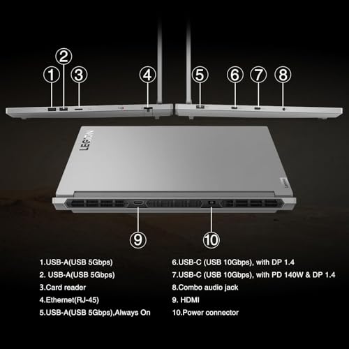 Image of Lenovo Legion 5i Gaming Laptop - 16 inch WQXGA 165Hz Display, Intel 24-Core i9-14900HX, NVIDIA RTX 4060, 64GB DDR5, 4TB SSD, RGB Backlit Keyboard, Win 11 Pro & MS Office Pro, with External CD /DVD Drive