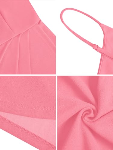 Image of Missufe Women's Sleeveless Spaghetti Strap V Neck Tulip Hem Ruched Party Cocktail Bodycon Short Dress