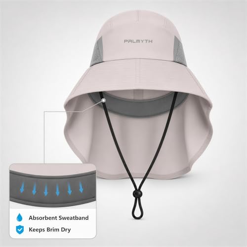 Image of Palmyth Fishing Hat Wide Brim Sun Hat with Neck Flap & Sunglasses Storage