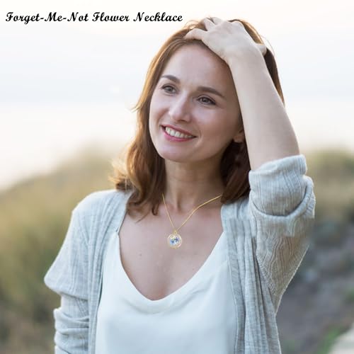 Miscarriage Gifts for Mothers, Forget Me Not Pressed Flowers Necklace, Baby Loss Grief Sympathy Gift for Women, Child Loss Memorial Gifts Jewelry2