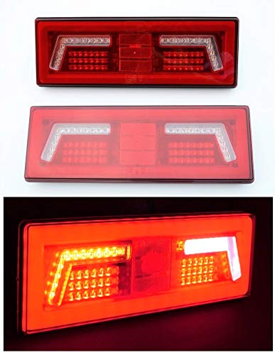 Lot de 2 feux arrière LED 12/24 V pour remorque, camion, châssis, bus, camping-car