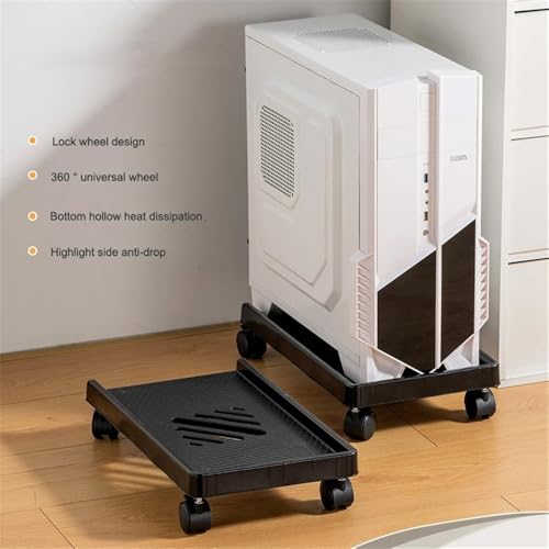 Soporte de piso para CPU, base móvil para torre PC, soporte estable para CPU con 4 ruedas giratorias miniatura 5