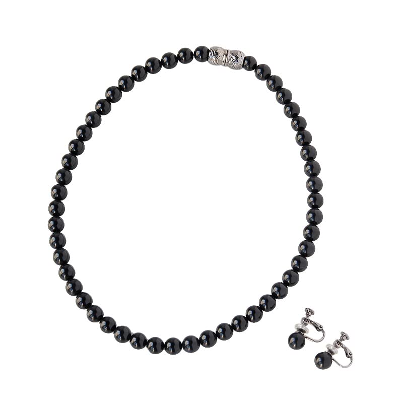 岩佐IWASA公式 天然ジェット　　　セット品 〈ネックレスとイヤリング〉 Amazon | [岩佐] [イワサ] 2074 天然8mmジェット ネックレス