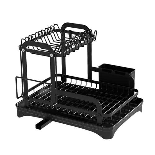 LOOM TREE® Dish Drying Rack for Kitchen Counter 2 Tier Cutlery Holder Dish Drainer Tray | 1 Piece 2 Tier Dish Drainer Rack Deal