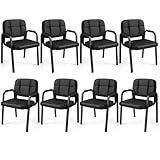 COSTWAY Konferenzstühle 8er Set, Besucherstühle mit gepolsterten Armlehnen und Metallrahmen, Bürostühle, Wartezimmerstühle für Büro, Konferenz, Empfang, Schwarz