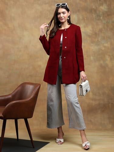 Image of KOTTY Womens Cotton Blend Standard Length Elegant Style Coat - Classic Style with Modern Detailing