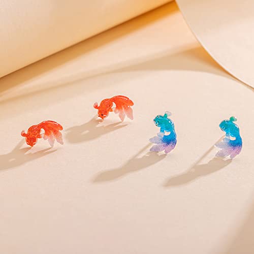 Plastic Earrings, Goldfish Plastic Earrings - 2 Pairs of Hypoallergenic Studs from KMEOSCH for Sensitive Ears3