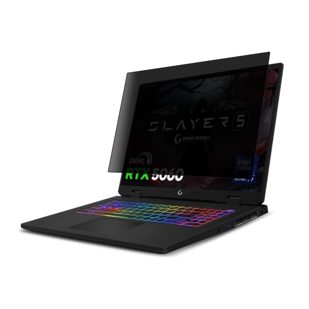 Engo Game Garaj Slayer5 7XL-5060 17 İnç İle Uyumlu Hayalet Ekran Koruyucu Notebook, Yandan Görünmeyen Anti-Spy Gizlilik (Privacy) Laptop Koruması, 9H Temperli Nano Kırılmaz Esnek Cam