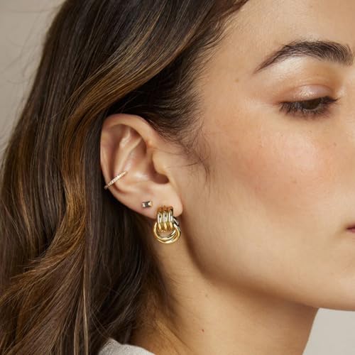 NIXMAX Chunky Small Knot Earrings Gold Silver Geometric Earrings for Women Dainty Gold and Silver Plated Dangle Drop Earrings Hypoallergenic and Lightweight Fashion Trendy Jewelry Gifts - Image 4