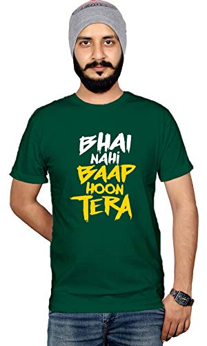 Workshop Graphic Printed T-Shirt for Men & Women Funny Urban Quote T-Shirts Bhai Nahi Baap Hoon Tera |Hindi Slogan Tee Sarcasam Tshirts Round Neck Tees 100% Cotton T Shirts Short Sleeve Tshirt