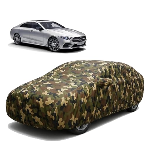 Image of Sulfar 100% Waterproof Car Body Cover Compatible with Mirror for Mercedes Benz CLS with Long Lasting Durable Material (Triple Stitched, Full Bottom Elastic, Camouflage Army)
