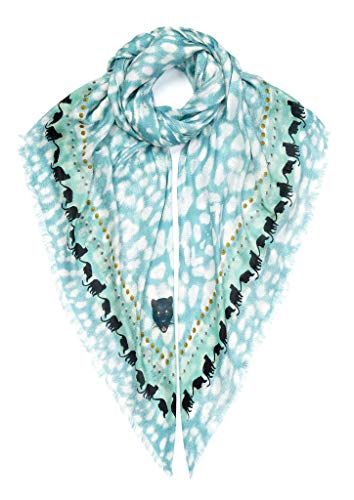 Écharpe léopard bleu clair VASSILISA, le foulard haut de gamme au drapé fluide et élégant