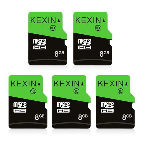 KEXIN 8GB Micro SD Card 5 Pack with SD Adapter microSDHC Memory Card UHS-I C10 Micro SD Card Full HD High Speed TF Card for Smartphone Tablet Action Camera Dash Cam Drone Game Console