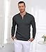 Lexiart Men's Knit Polo Long Sleeve Slim Fit Textured Collared Quarter Zip Sweater Casual Lightweight Dark Green Size M