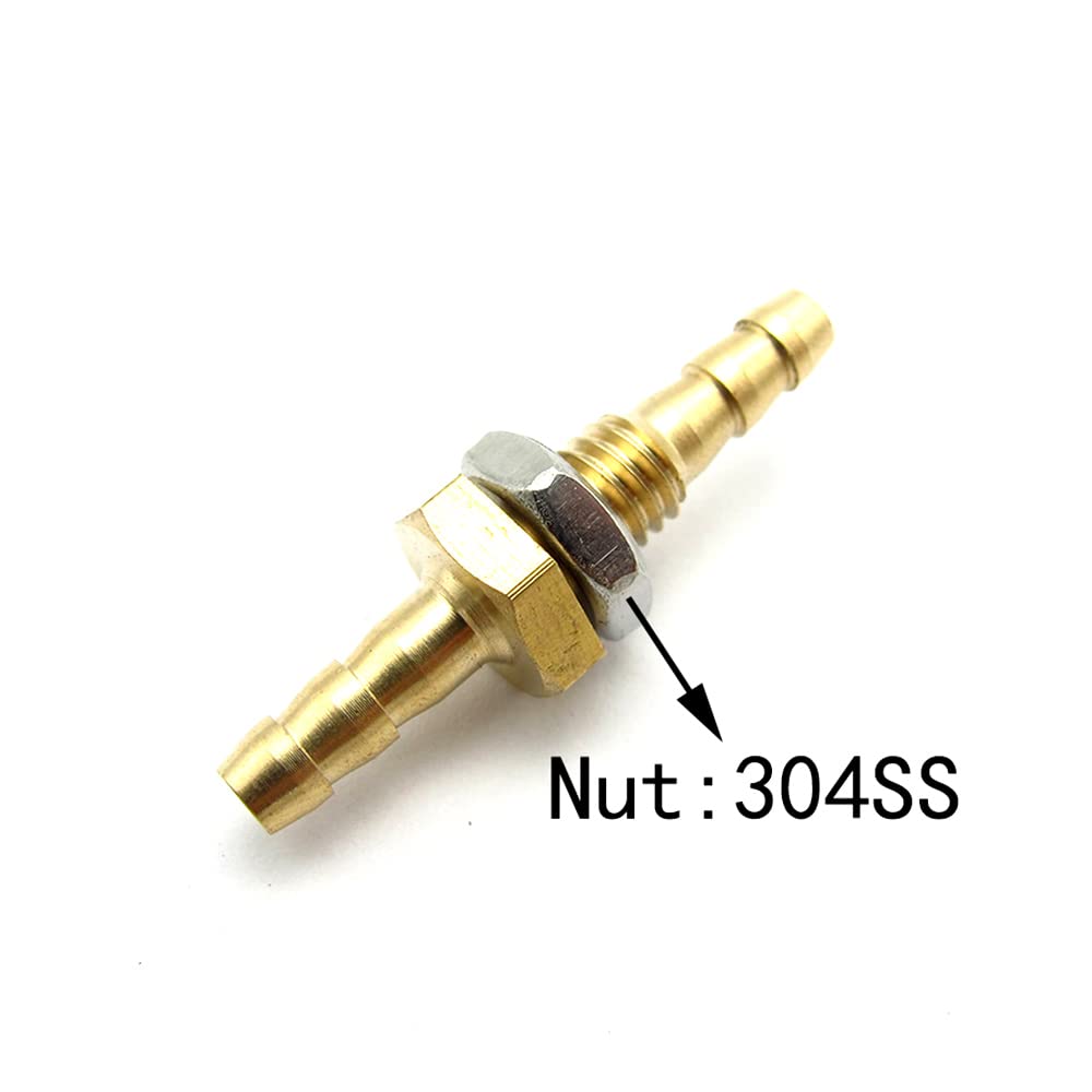 ezqnirk 4mm Hose Barb Equal Bulkhead Brass Barbed Tube Pipe Fitting Coupler Adapter for Fuel Gas Water