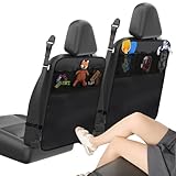 Carreuty 2 pezzi Organizer per sedili auto neri, protezione schienale auto per bambini con tasca multifunzionale, protezione impermeabile per sedili auto per sedili anteriori posteriori, 45 * 59,5 cm