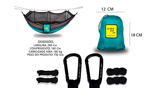 Rede Individual de Descanso Com Mosquiteiro com Corda (Azul)