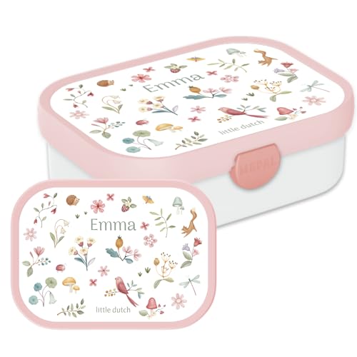 Mepal Campus Lunchbox Little Dutch Personalisierte Bento Brotdose mit Namen für Kinder Bento-Einsatz & Gabel Clip-Verschluss BPA-frei & spülmaschinenfest 750 ml Fairy Wonders