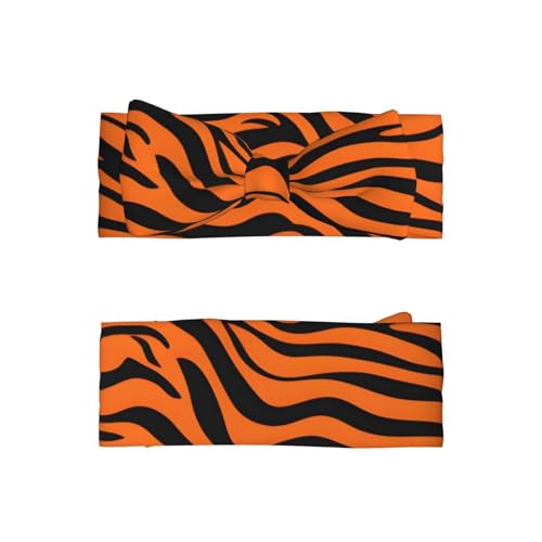 Tiger Stripes Orange Pattern Pattern Baby Bow Headband Super Stretchy Soft Bows Hair Accessories for Newborn Infants Toddlers Kids Girls2