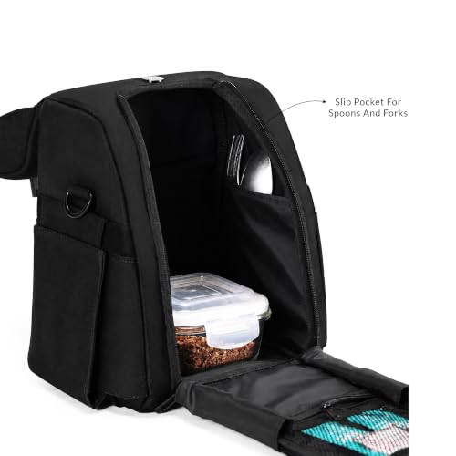 Image of Carriall Nova Lunch Bag for Office - Tiffin Bag with Bottle Holder & 6-Pocket Organizer | Spill-Resistant, Detachable Strap | 6.7L | Men & Women | Black