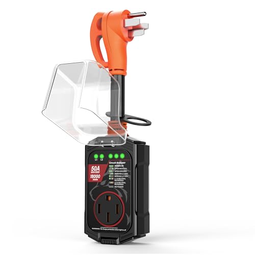 Vehiker 18000 Joules-RV Surge Protector 50 Amp, RV Power Surge Voltage Protection, RV Adapter Plug for Camper, Circuit Analyzer for Travel Trailers with Waterpoof Cover(Orange) -New Upgrade