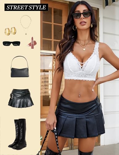 Image of Avidlove Lace Bralette for Women Sexy Unpadded and Unlined Wireless Bra V Neck Criss Cross Everyday Lingerie Bralettes