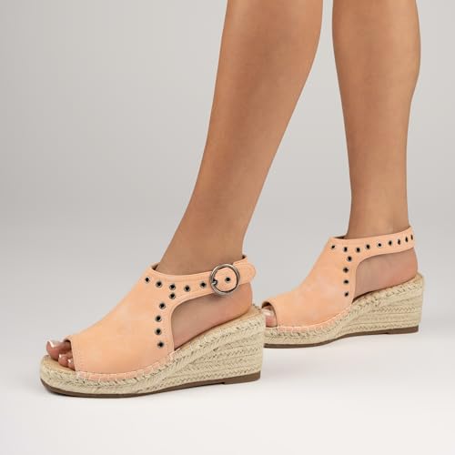 Journee Womens cushioned footbed Crisie Wedge Heel Sandals Espadrille Ankle Buckle Faux Leather Open Toe 3-4 Inch Heel2