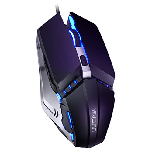OSALADI Mouse para escritório com USB silencioso, computador ergonômico, LED, 6 teclas, com fio, lum
