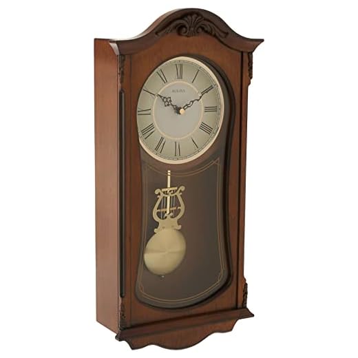 Bulova Clocks C3542 Cranbrook Wall Mount Analog Wooden Chiming Clock, Brown